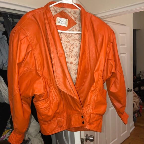 Vintage orange leather jacket for salel - Picture 1 of 4